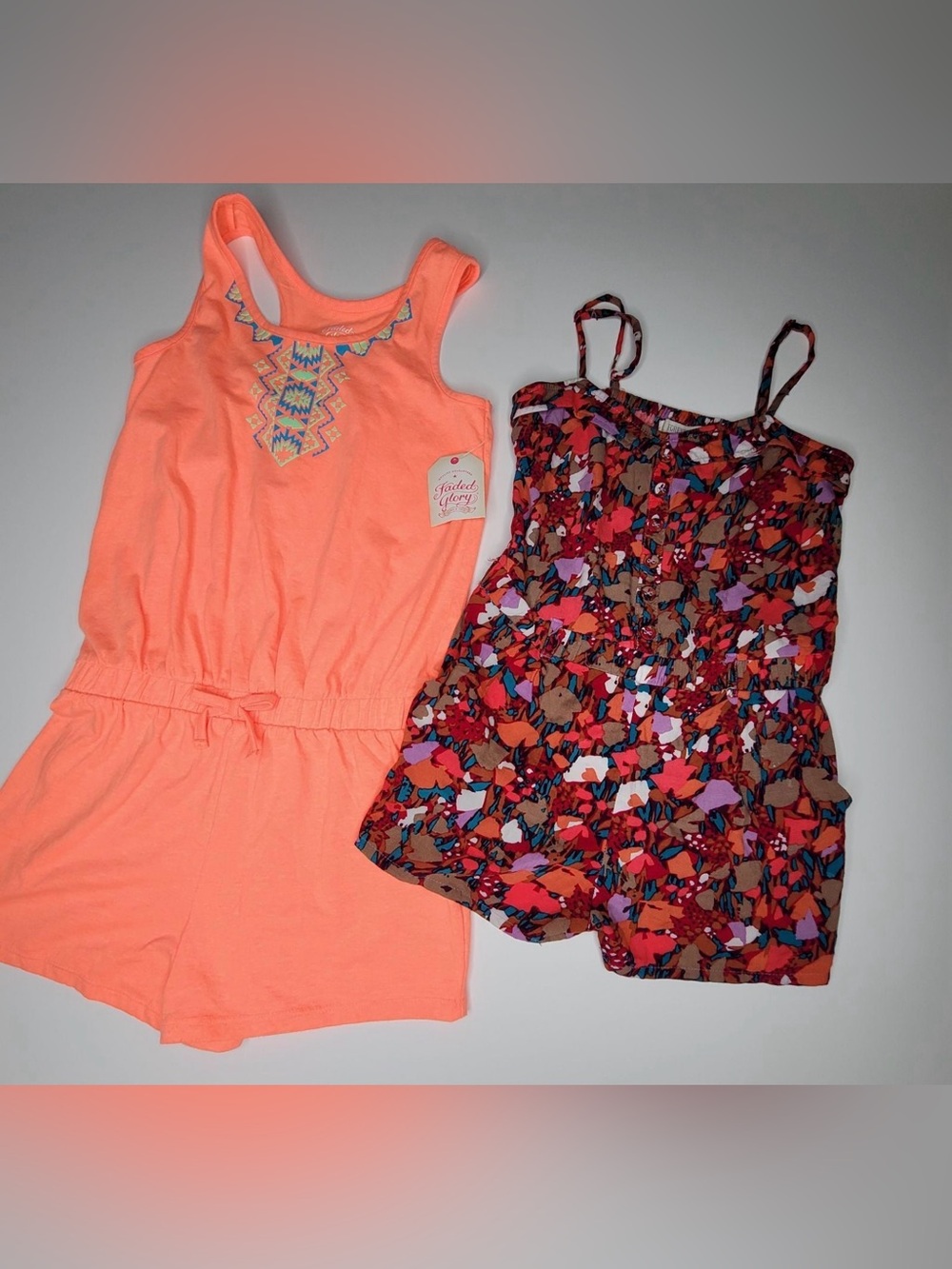 Girls 2-Pack Rompers Size 7/8 Orange + Forever 21